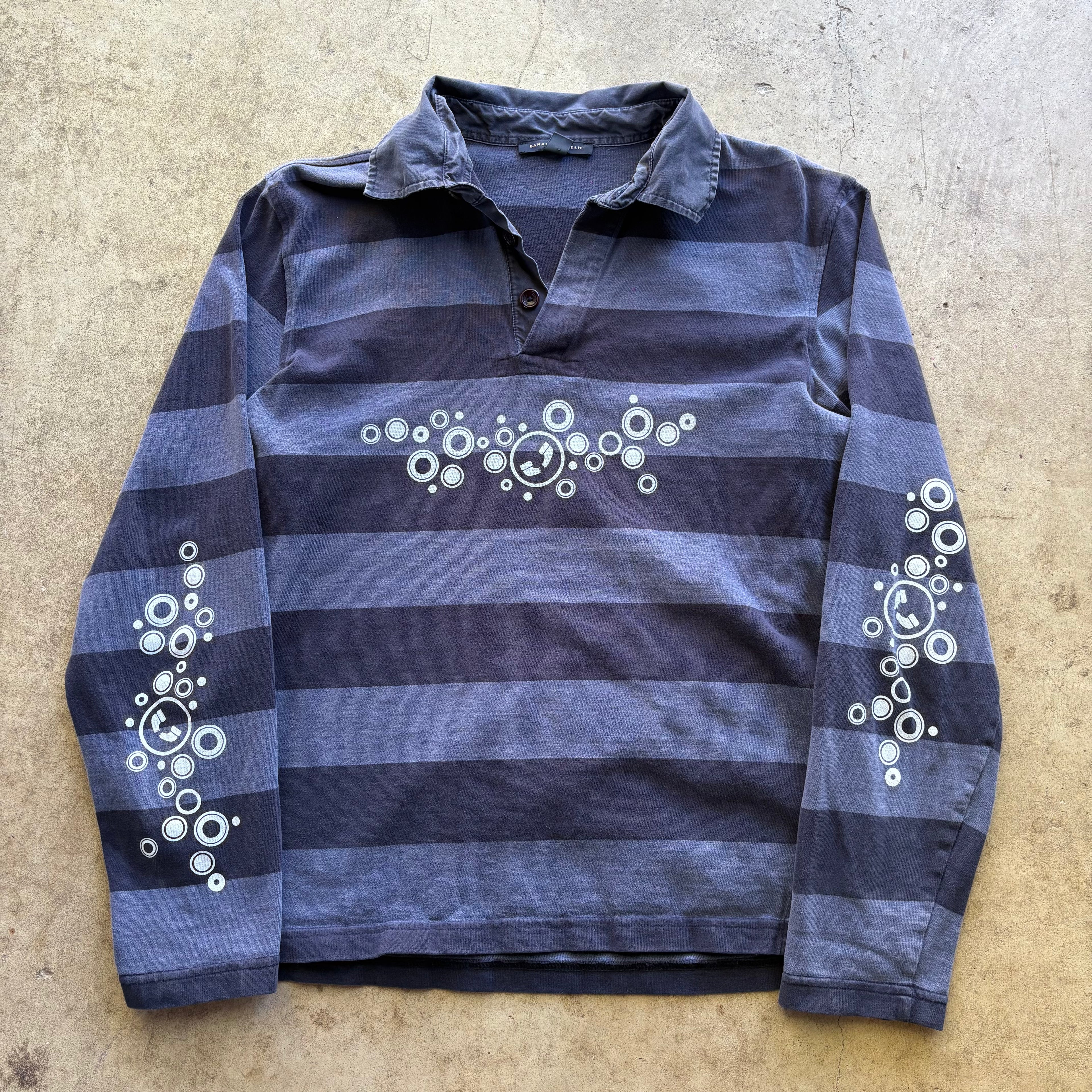 bubbles striped rugby shirt [M]