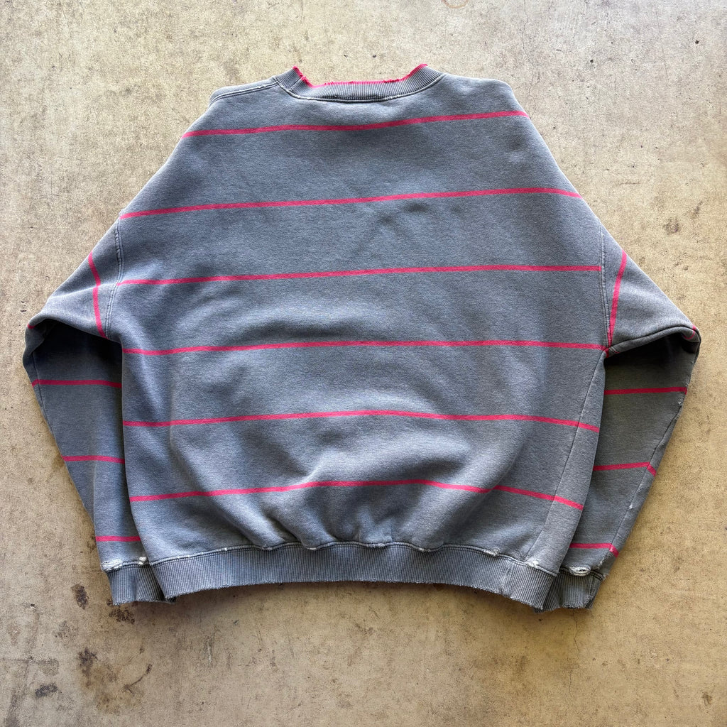 bubbles distressed stripe crewneck [L]