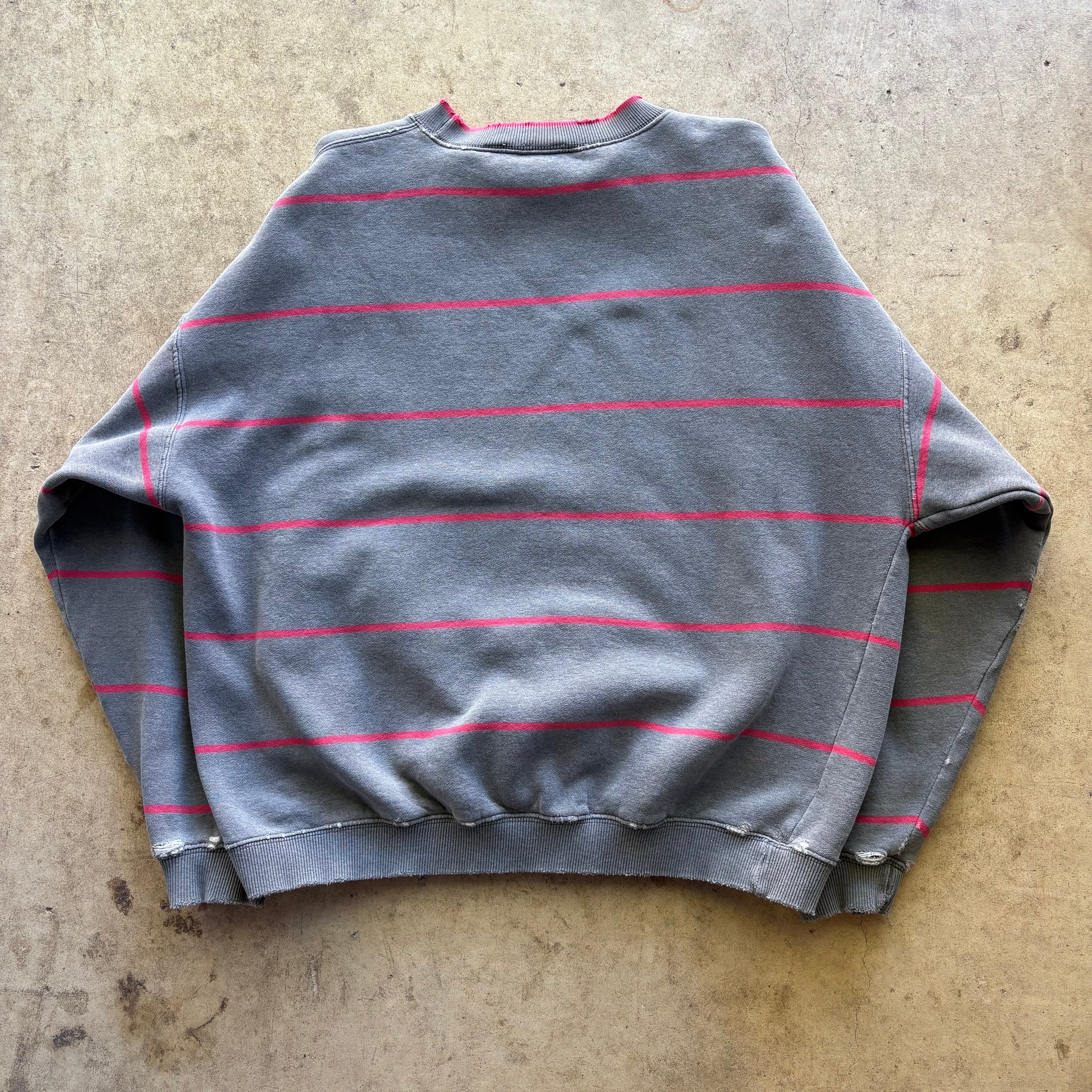 bubbles distressed stripe crewneck [L]