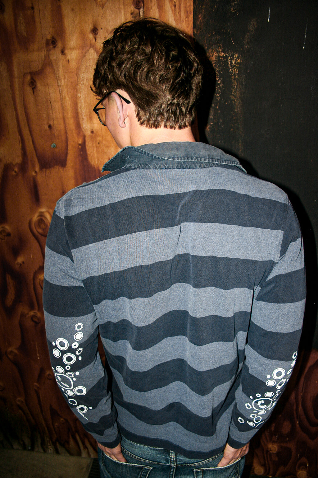 bubbles striped rugby shirt [M]
